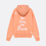 Sweatshirt unissexo com capuz da marca 30Fied, em tom coral. Modelo oversized de manga comprida, com capuz e cordões ajustáveis. Apresenta bordados e estampados diferenciadores que destacam o design.