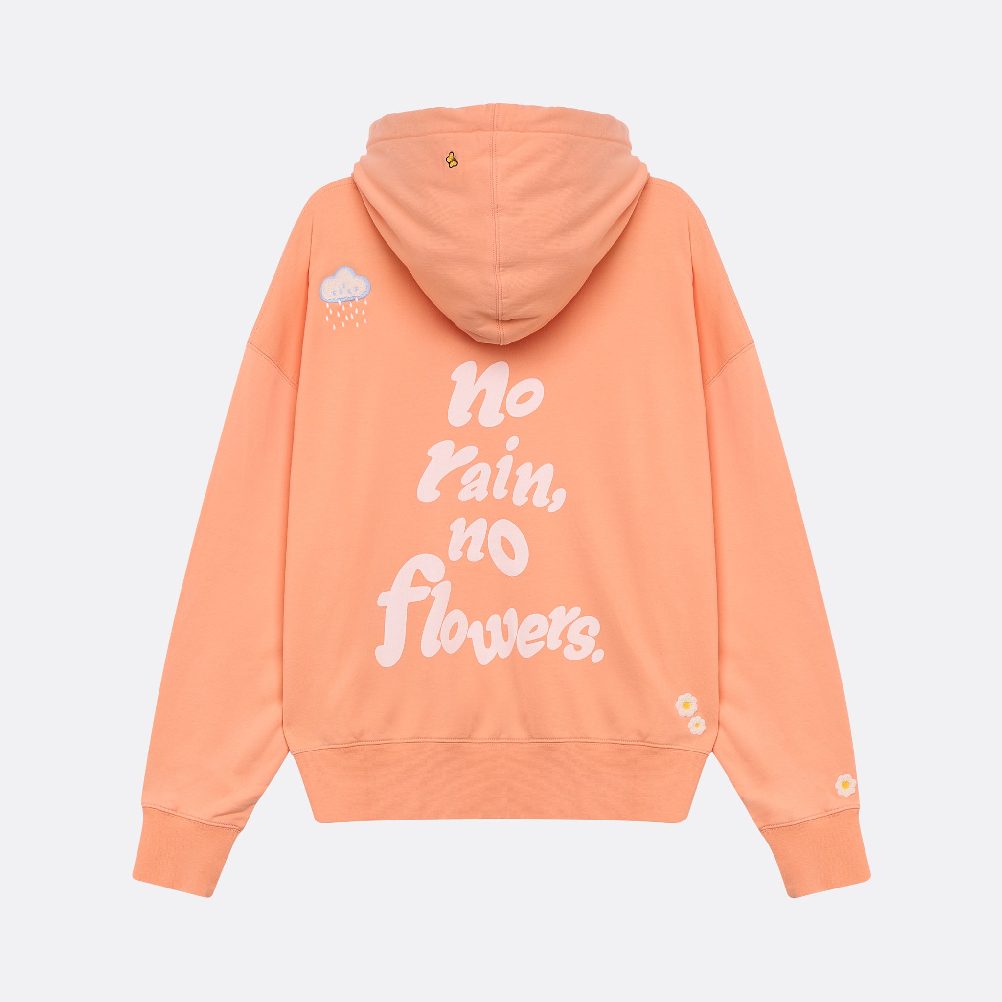 Sweatshirt unissexo com capuz da marca 30Fied, em tom coral. Modelo oversized de manga comprida, com capuz e cordões ajustáveis. Apresenta bordados e estampados diferenciadores que destacam o design.